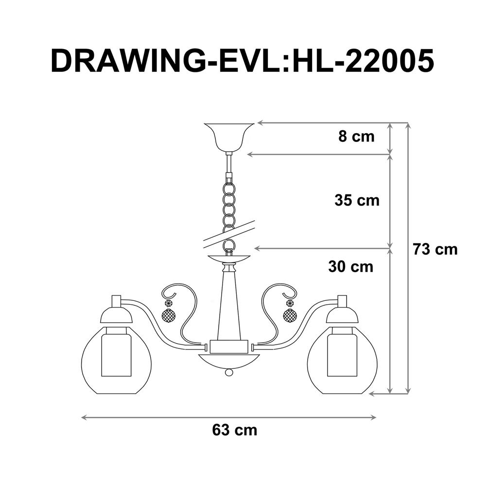 ไฟช่อ EVL HL-22005 สีขาว/ดำ 5 หัว