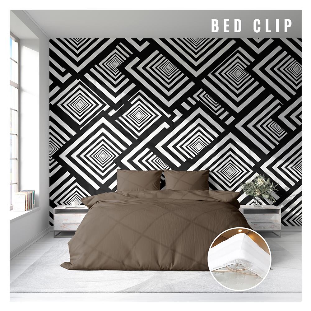 ชุดผ้าปูที่นอน 6 ฟุต 3 ชิ้น BED CLIP MICROTEX สีน้ำตาล