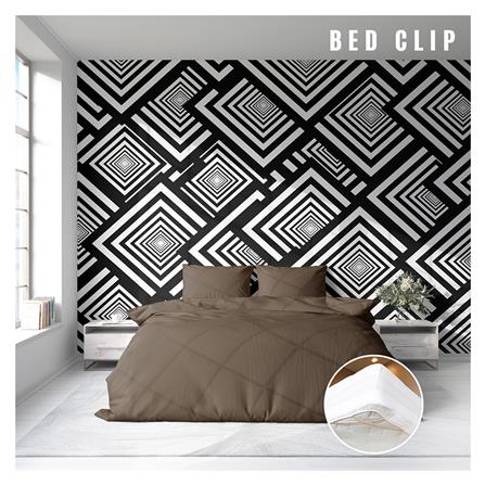 ชุดผ้าปูที่นอน 6 ฟุต 3 ชิ้น BED CLIP MICROTEX สีน้ำตาล_1