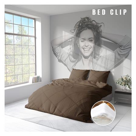 ชุดผ้าปูที่นอน 6 ฟุต 3 ชิ้น BED CLIP MICROTEX สีน้ำตาล_2