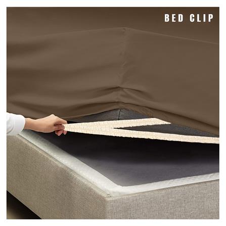 ชุดผ้าปูที่นอน 6 ฟุต 3 ชิ้น BED CLIP MICROTEX สีน้ำตาล_3