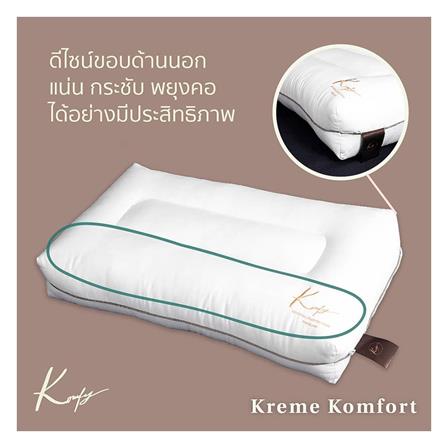 หมอนสุขภาพ ใยสังเคราะห์ KOMFY KREME KOMFORT ไซส์ M 16x27 นิ้ว สีขาว_3