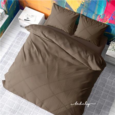 ชุดผ้าปูที่นอน 3.5 ฟุต 2 ชิ้น BED CLIP MICROTEX สีน้ำตาล