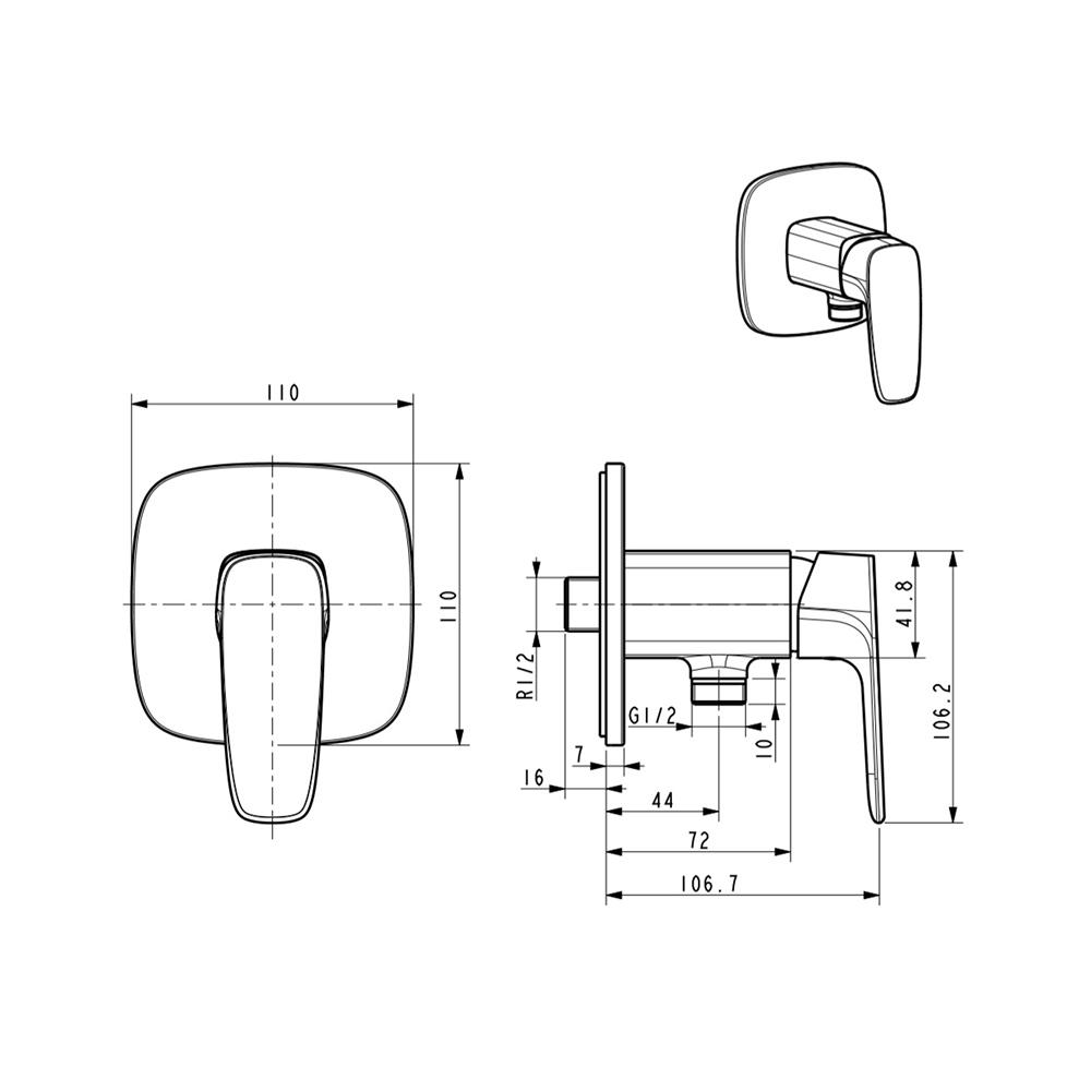 วาล์วฝักบัว 1 ทาง AMERICAN STANDARD A-1726-10 สีโครม