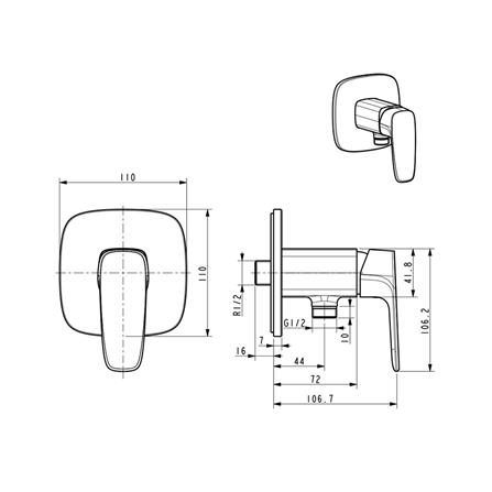 วาล์วฝักบัว 1 ทาง AMERICAN STANDARD A-1726-10 สีโครม_1
