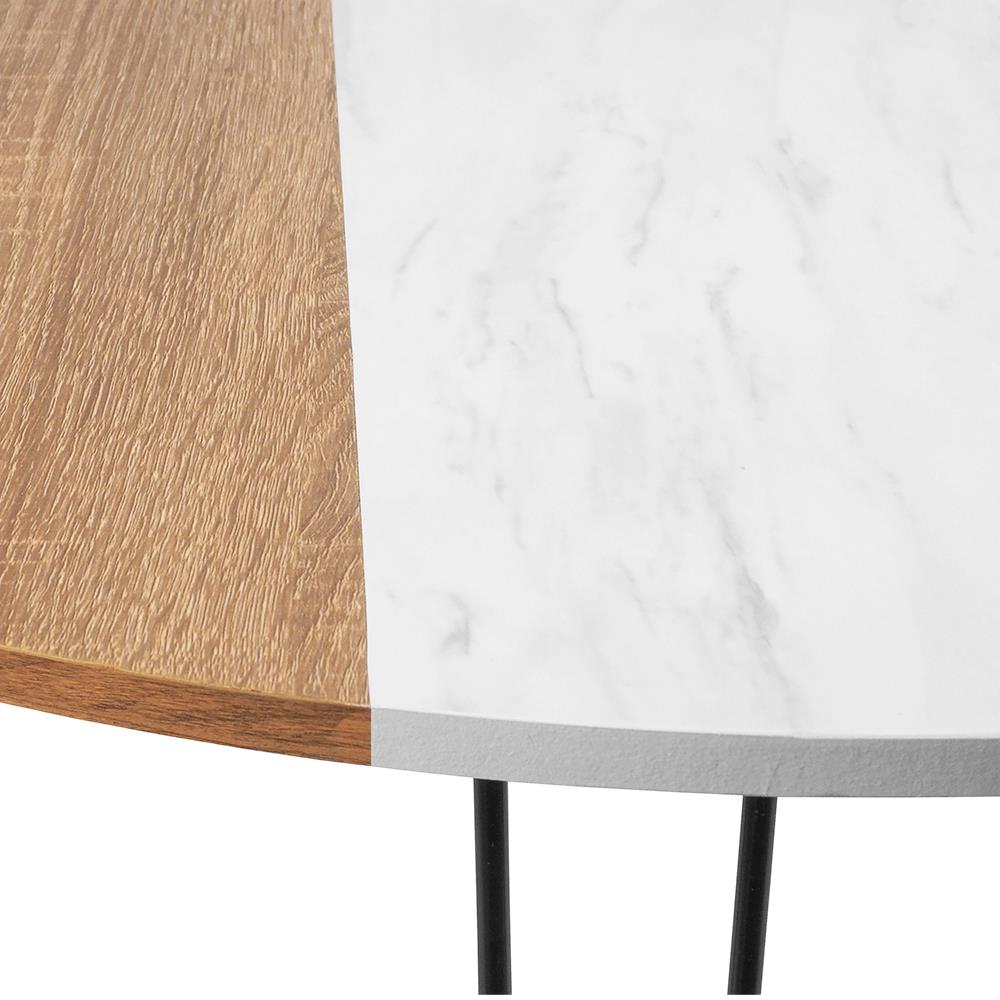 โต๊ะญี่ปุ่นกลม FASTTECT MARBLE 80 ซม. ลายหินขาว/ไม้