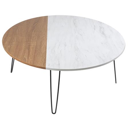 โต๊ะญี่ปุ่นกลม FASTTECT MARBLE 80 ซม. ลายหินขาว/ไม้_1