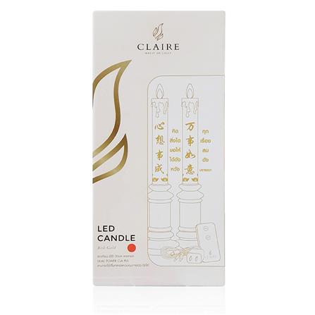 เชิงเทียน LED 30 ซม. สีแดงทอง DUAL POWER CLAIRE_1