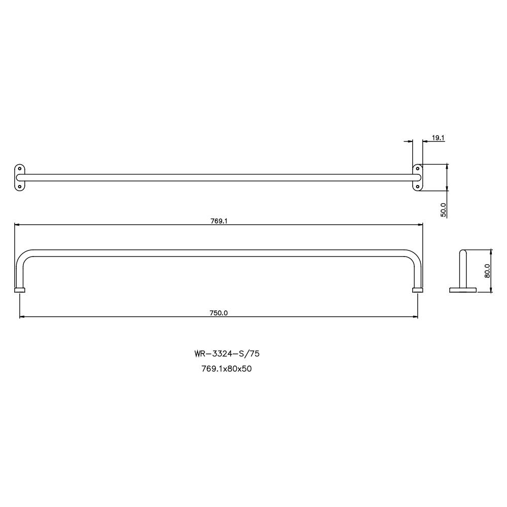 ราวแขวนผ้า WR-3324-S-75 สเตนเลส