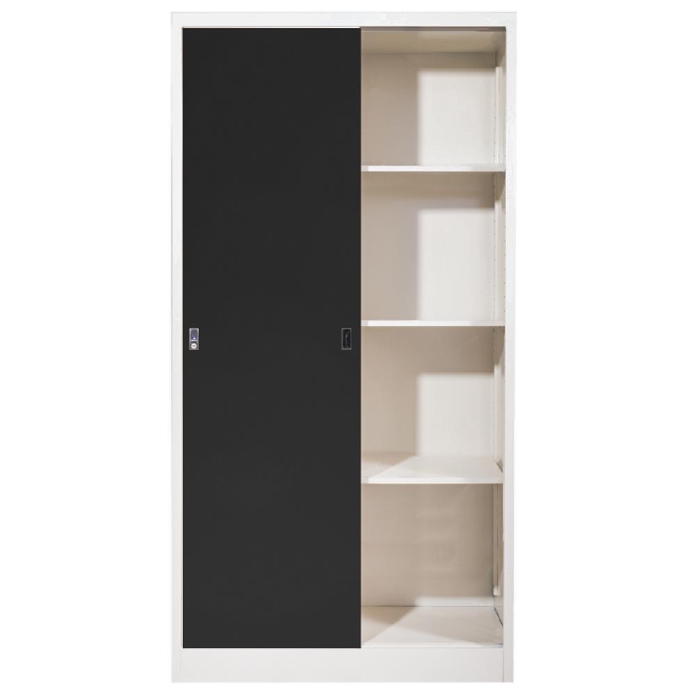 ตู้เหล็กบานเลื่อนทึบ FURDINI TM-90 สีขาว/ดำ