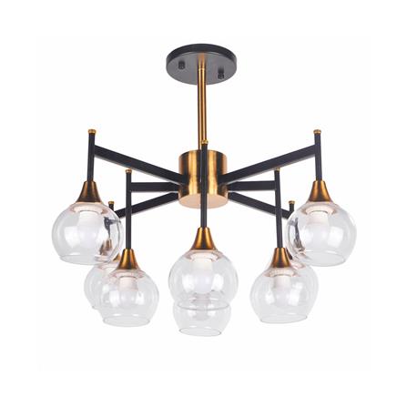 ไฟช่อ CARINI D5009B-8BK+GB สีดำ/ทอง/ใส 8 หัว_0