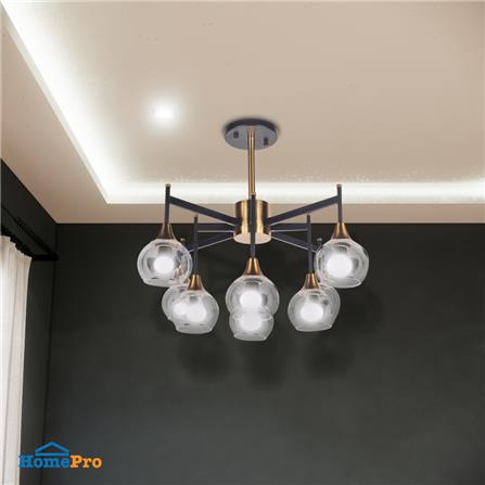 ไฟช่อ CARINI D5009B-8BK+GB สีดำ/ทอง/ใส 8 หัว_2