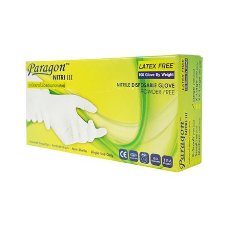 ถุงมือยางไนไตร PARAGON สีขาว SIZE M แพ็ก 100 ชิ้น_1