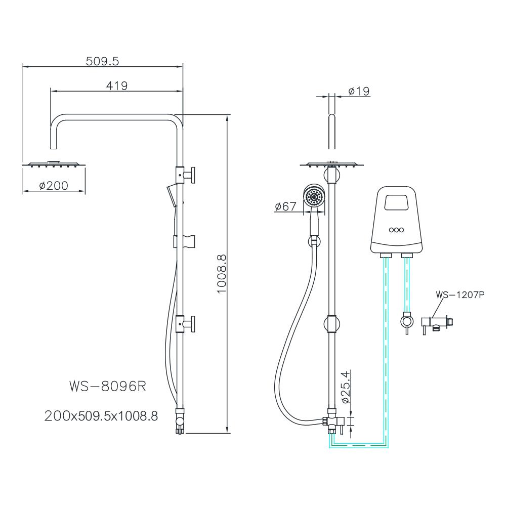 ฝักบัว RAIN SHOWER ผสม WS-8096R