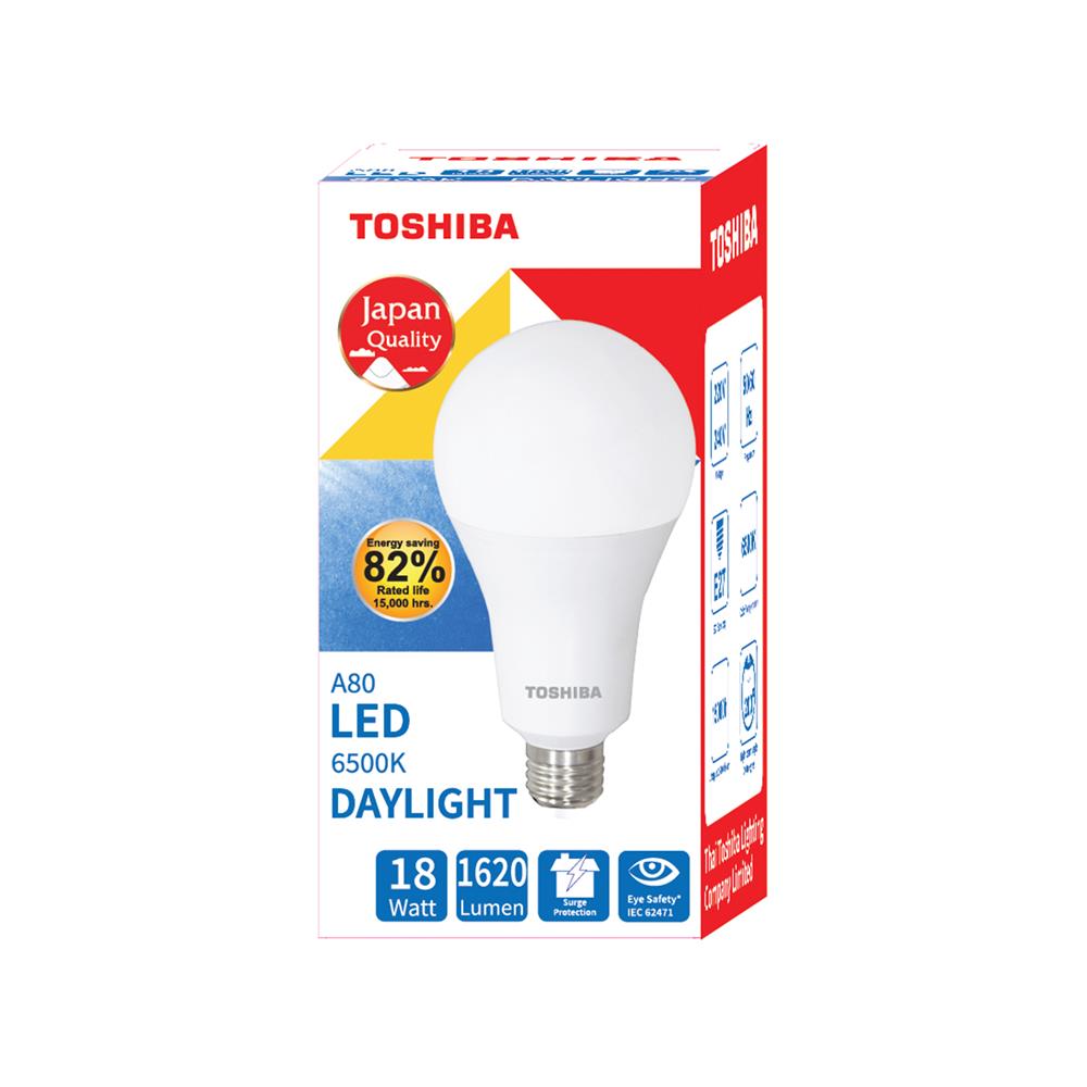 หลอด LED TOSHIBA BULB A80 18 วัตต์ DAYLIGHT E27