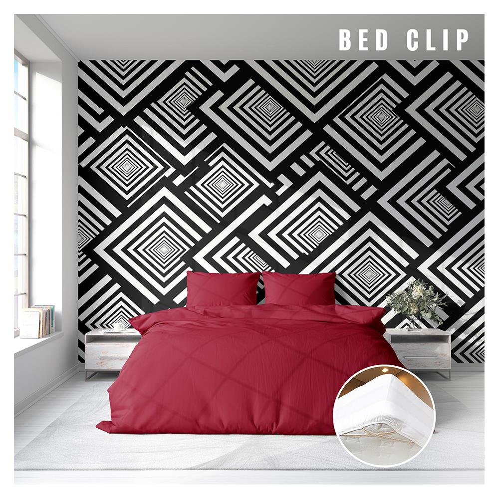 ชุดผ้าปูที่นอน 6 ฟุต 3 ชิ้น BED CLIP MICROTEX สีแดงอมชมพู