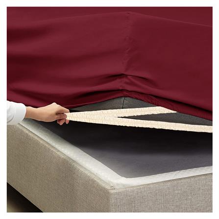 ชุดผ้าปูที่นอน 6 ฟุต 3 ชิ้น BED CLIP MICROTEX สีแดงอมชมพู_3