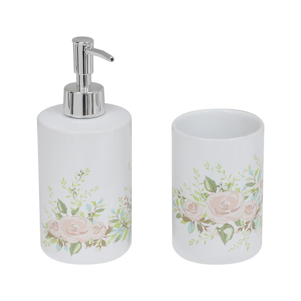 กระปุกห้องน้ำเซรามิก MOYA CE2658AA-2 ลายดอกไม้