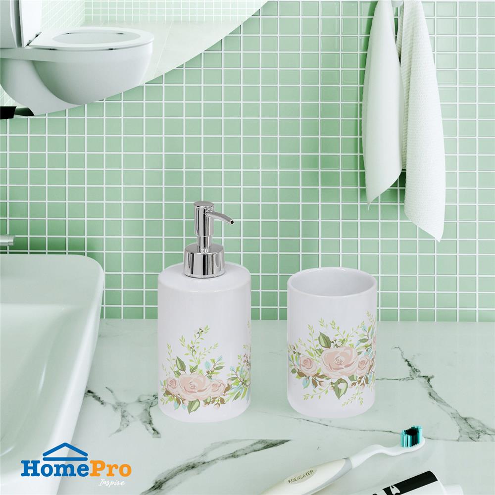 กระปุกห้องน้ำเซรามิก MOYA CE2658AA-2 ลายดอกไม้