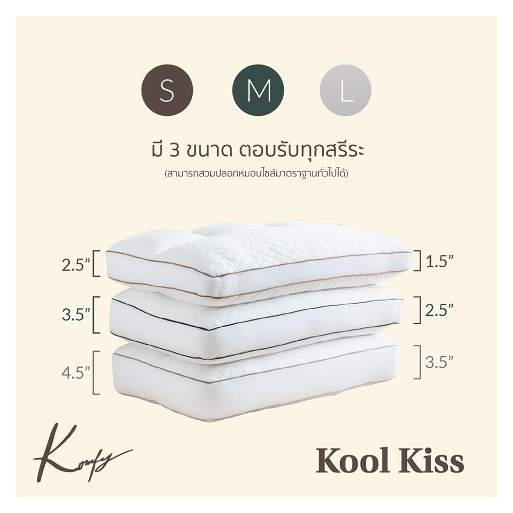 หมอนสุขภาพ ใยสังเคราะห์ KOMFY KOOL KISS DREAM ไซส์ S 16x27 นิ้ว สีขาว