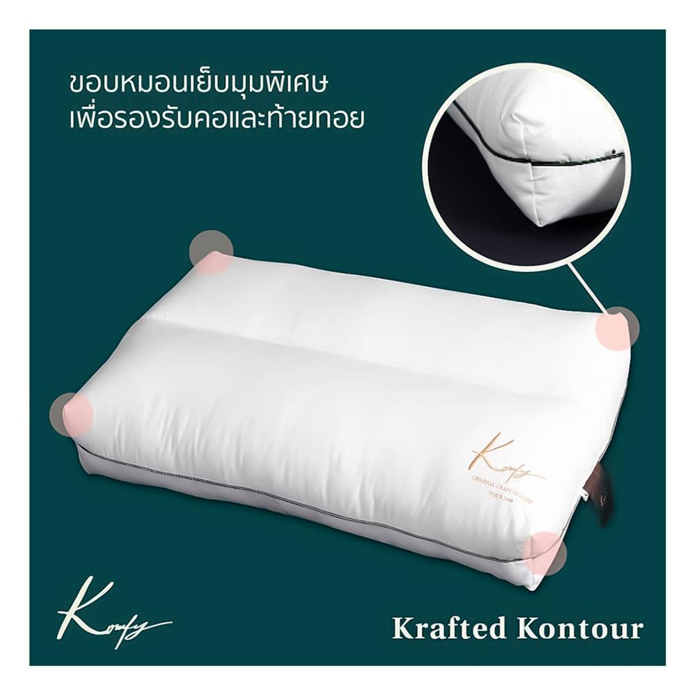 หมอนสุขภาพ ใยสังเคราะห์ KOMFY KRAFTED KONTOUR ไซส์ M 16x27 นิ้ว สีขาว
