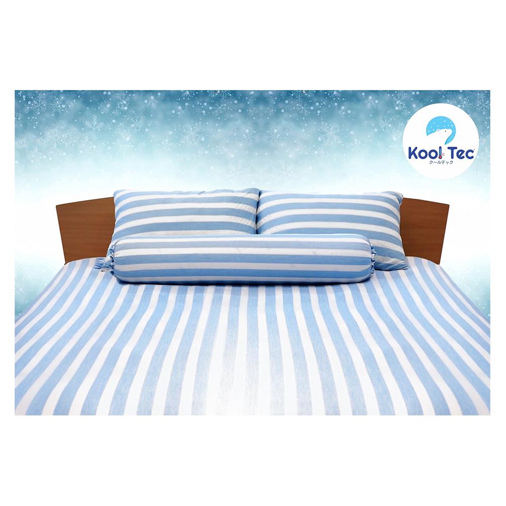 ชุดผ้าปูที่นอน 6 ฟุต 5 ชิ้น KOOLTEC COOLING STRIPE สีฟ้า