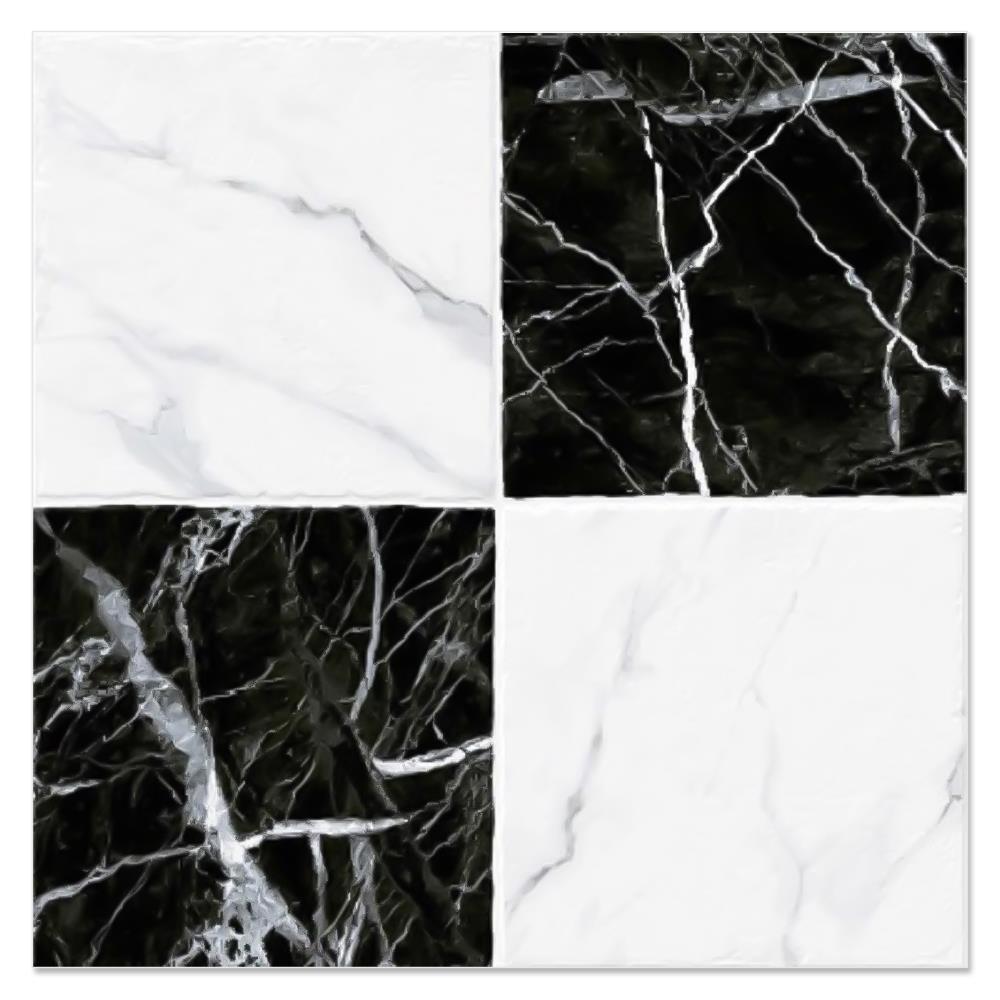 กระเบื้องพื้นพอร์ซเลน  16x16 นิ้ว COTTO มาริโอ้มาร์เบิ้ล ขาว-ดำ ExC PM