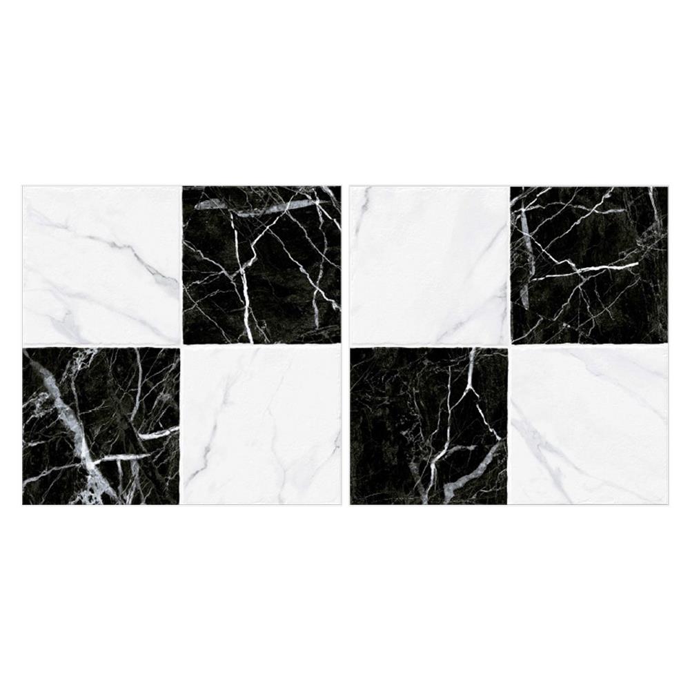 กระเบื้องพื้นพอร์ซเลน  16x16 นิ้ว COTTO มาริโอ้มาร์เบิ้ล ขาว-ดำ ExC PM