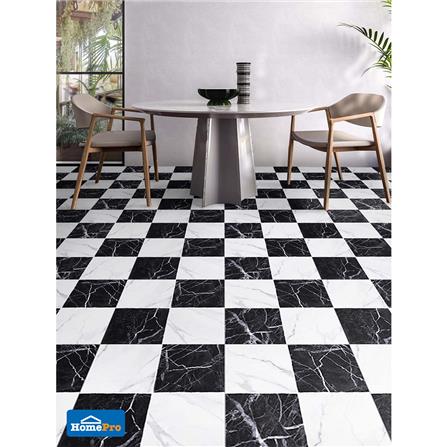 กระเบื้องพื้นพอร์ซเลน  16x16 นิ้ว COTTO มาริโอ้มาร์เบิ้ล ขาว-ดำ ExC PM_4