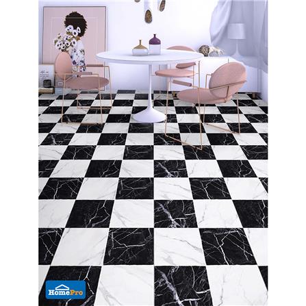 กระเบื้องพื้นพอร์ซเลน  16x16 นิ้ว COTTO มาริโอ้มาร์เบิ้ล ขาว-ดำ ExC PM_5