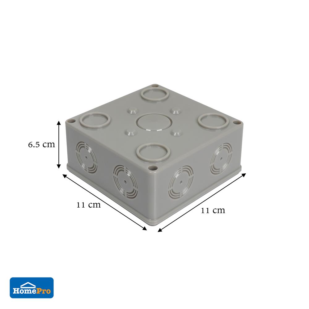 กล่องพลาสติกกันน้ำ ฝาใส ELECKTA 4x4 นิ้ว สีเทา