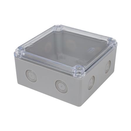 กล่องพลาสติกกันน้ำ ฝาใส ELEKTRA 6x6 นิ้ว สีเทา_0