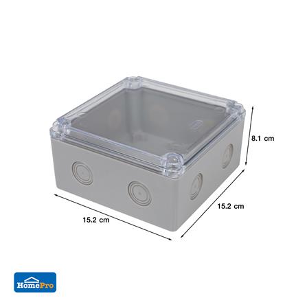 กล่องพลาสติกกันน้ำ ฝาใส ELEKTRA 6x6 นิ้ว สีเทา_3