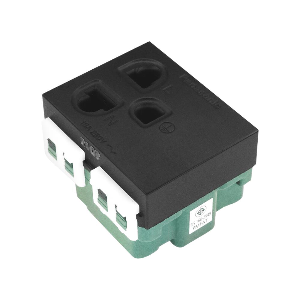 เต้ารับเดี่ยว 3 ขา มีกราวด์ PANASONIC WEGN 1191 สีดำ