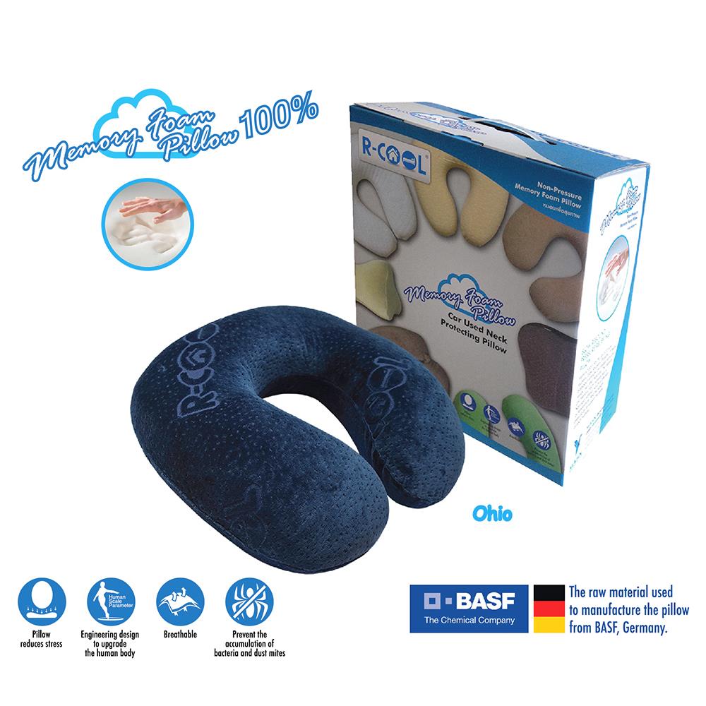 หมอนรองคอเพื่อสุขภาพ R-COOL OHIO สีน้ำเงิน