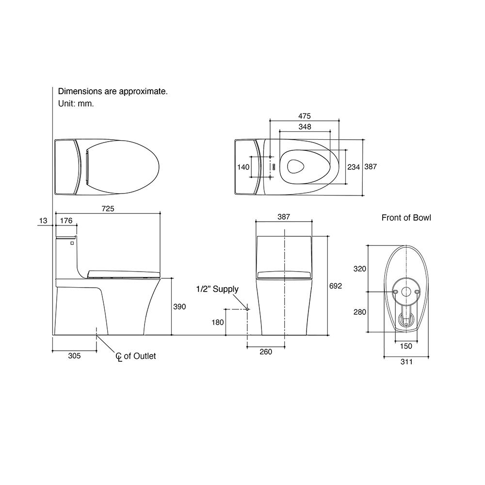 สุขภัณฑ์ 1 ชิ้น KOHLER K-31741X-S-0 3/4.5 ลิตร สีขาว