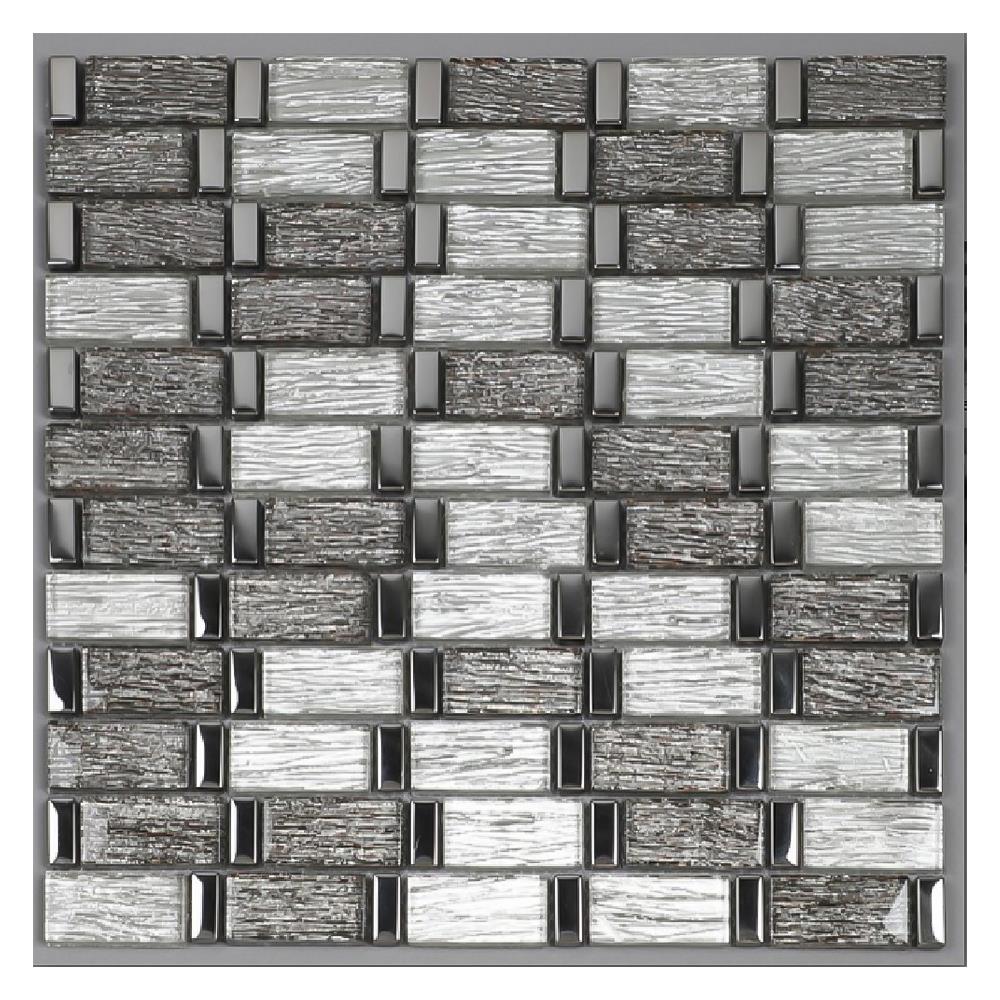 โมเสคแก้ว 31x30 ซม. HPR-199 สีเงินเงา