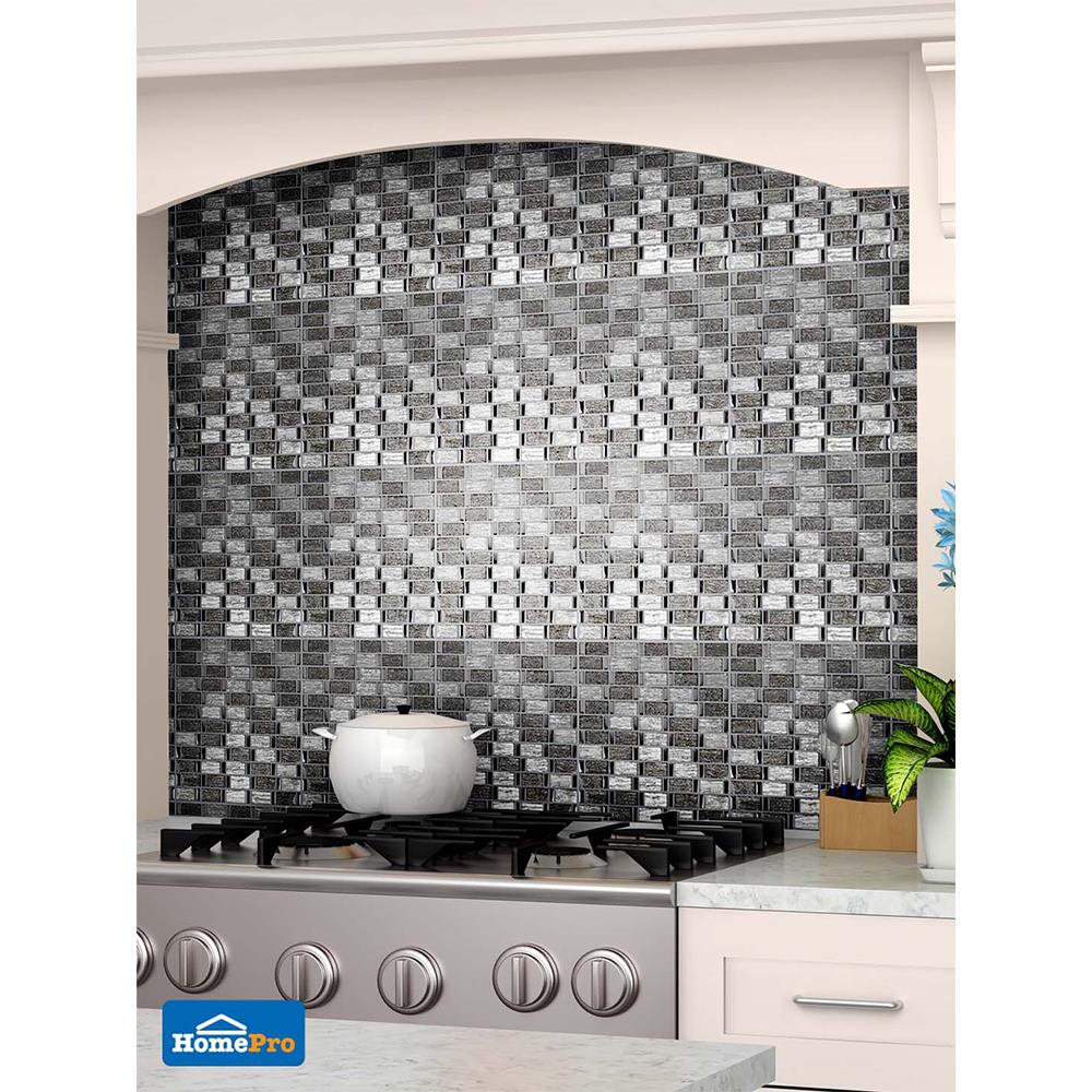 โมเสคแก้ว 31x30 ซม. HPR-199 สีเงินเงา