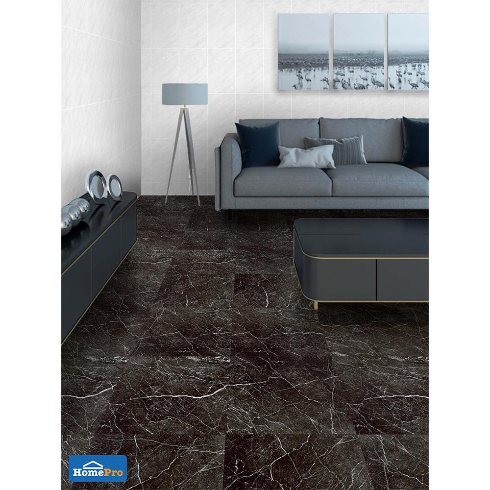 กระเบื้องพื้น 18x18 นิ้ว TARA แคนวาส เทาเข้ม EXC PM 1M2