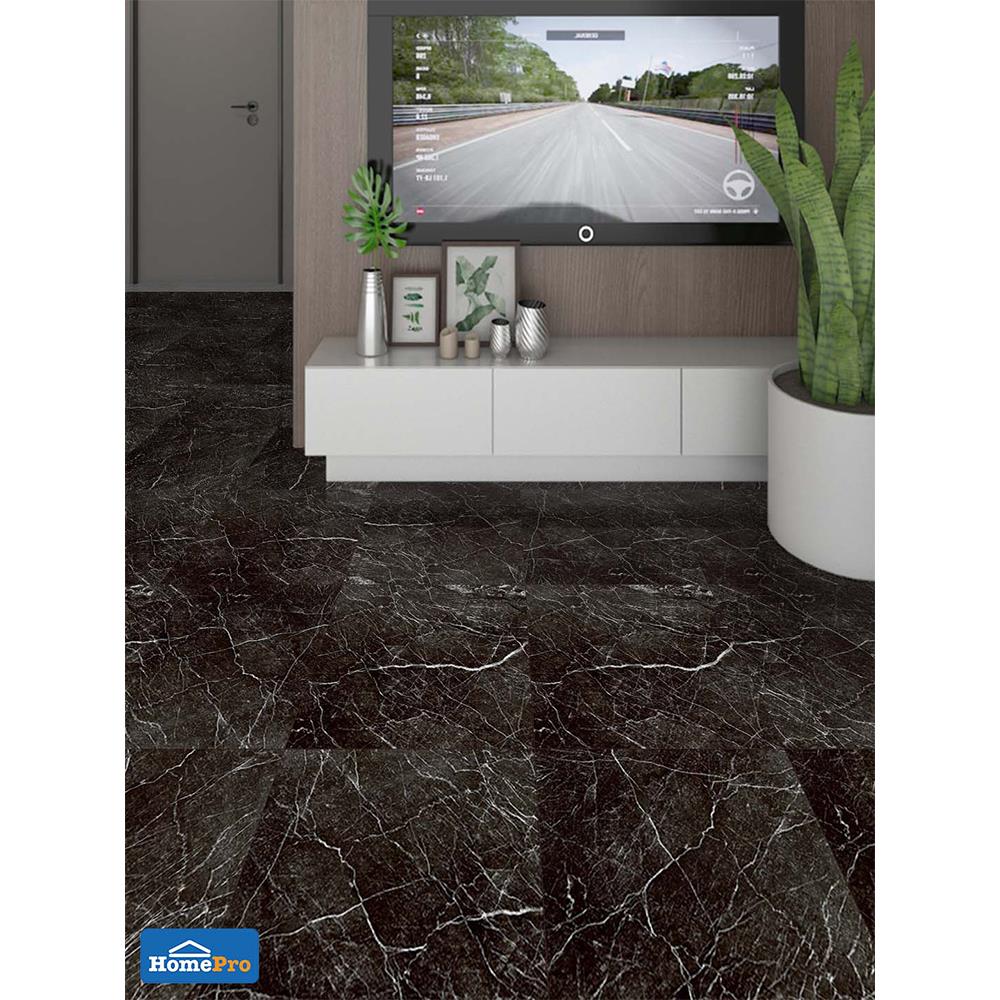 กระเบื้องพื้น 18x18 นิ้ว TARA แคนวาส เทาเข้ม EXC PM 1M2