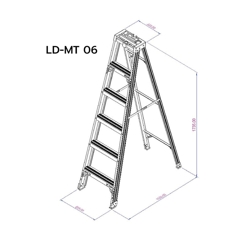 บันไดอะลูมิเนียมมีถาด MATALL 6 ขั้น