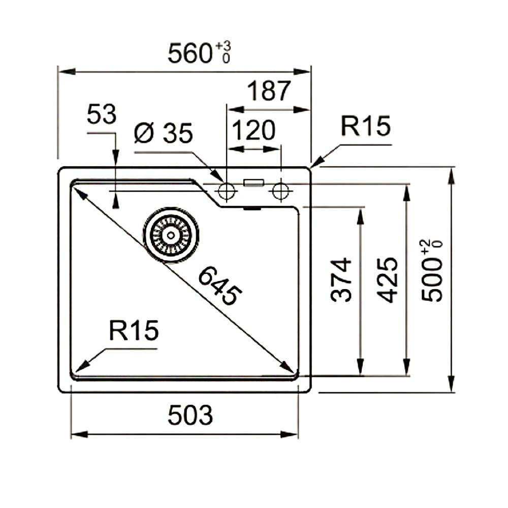 ซิงค์ฝัง 1หลุม FRANKE UBG 610-56 สีดำ