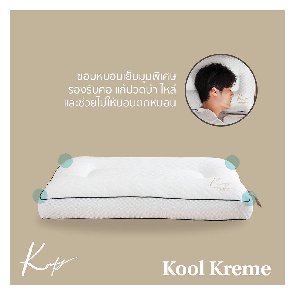 หมอนสุขภาพ ใยสังเคราะห์ KOMFY KOOL KREME ไซส์ S 16x27 นิ้ว สีขาว