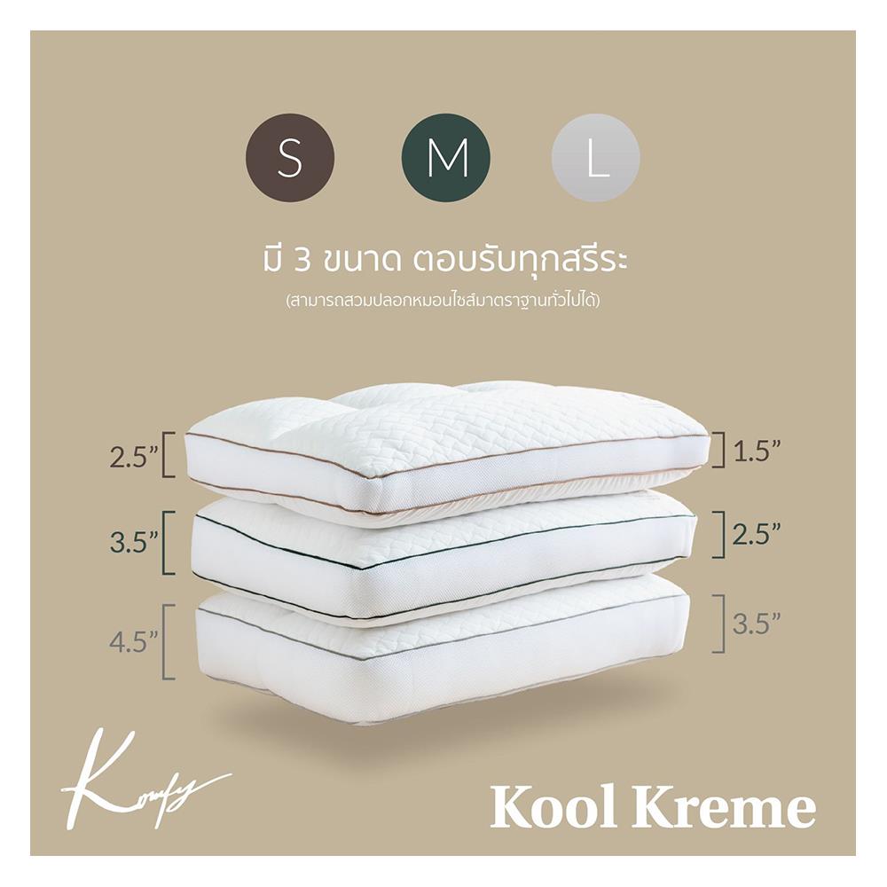 หมอนสุขภาพ ใยสังเคราะห์ KOMFY KOOL KREME ไซส์ S 16x27 นิ้ว สีขาว