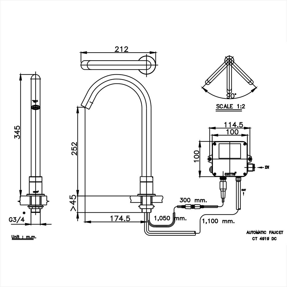 ก๊อกอ่างล้างหน้าอัตโนมัติ COTTO CT4919DC สีโครม