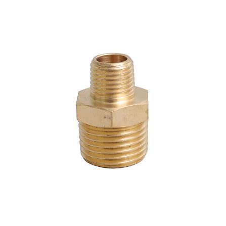 ข้อต่อทองเหลือง เกลียวนอก-นอก HI-TOP MM 4-2 หุน (1/2-1/4 นิ้ว) สีทอง