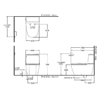 สุขภัณฑ์ 2 ชิ้น COTTO TOUCHLESS C135137 4.5 ลิตร สีขาว_1