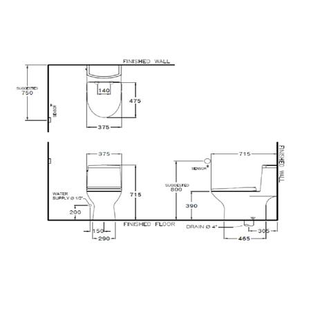 สุขภัณฑ์ 1 ชิ้น COTTO TOUCHLESS C105327 4.5 ลิตร สีขาว_1