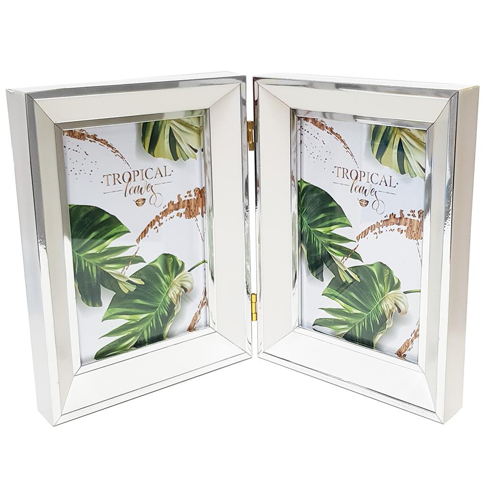 กรอบรูปคู่ HOME LIVING STYLE TROPICAL LEAVES 4x6 นิ้ว สีขาว