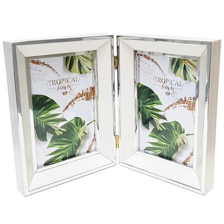 กรอบรูปคู่ HOME LIVING STYLE TROPICAL LEAVES 4x6 นิ้ว สีขาว